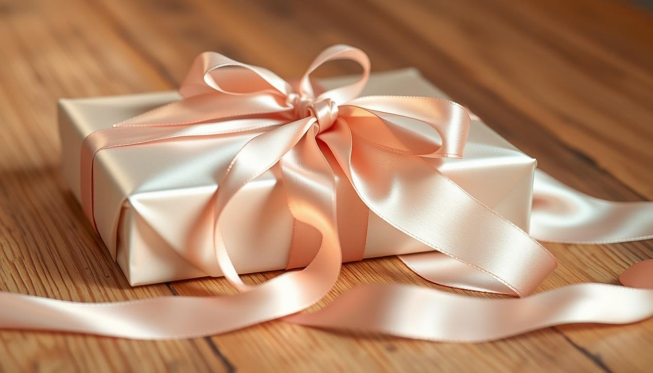 luxuriöse verpackung hochzeitsgeschenk mit seidenbändern