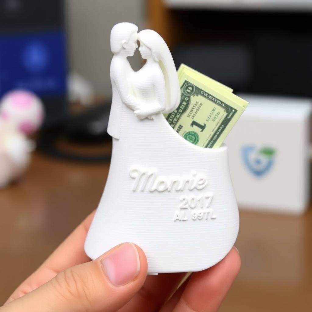 3D-gedrucktes personalisiertes Geldgeschenk für eine Hochzeit