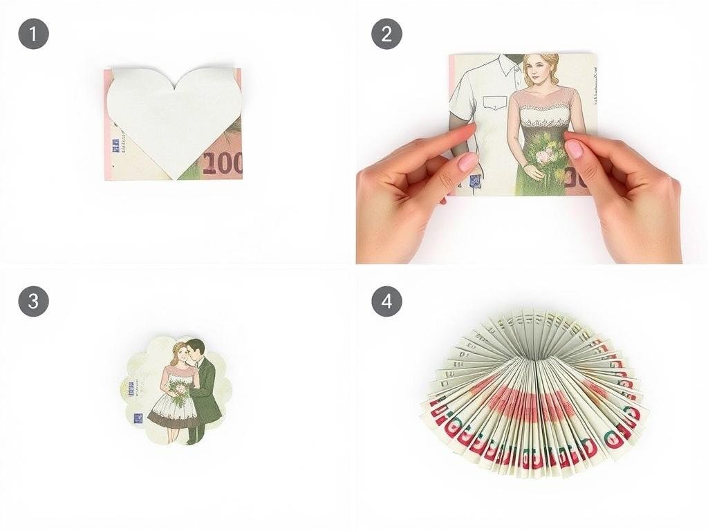 Anleitung für verschiedene Geldschein-Faltungen für Hochzeitskarten Anleitung für verschiedene Geldschein-Faltungen für Hochzeitskarten