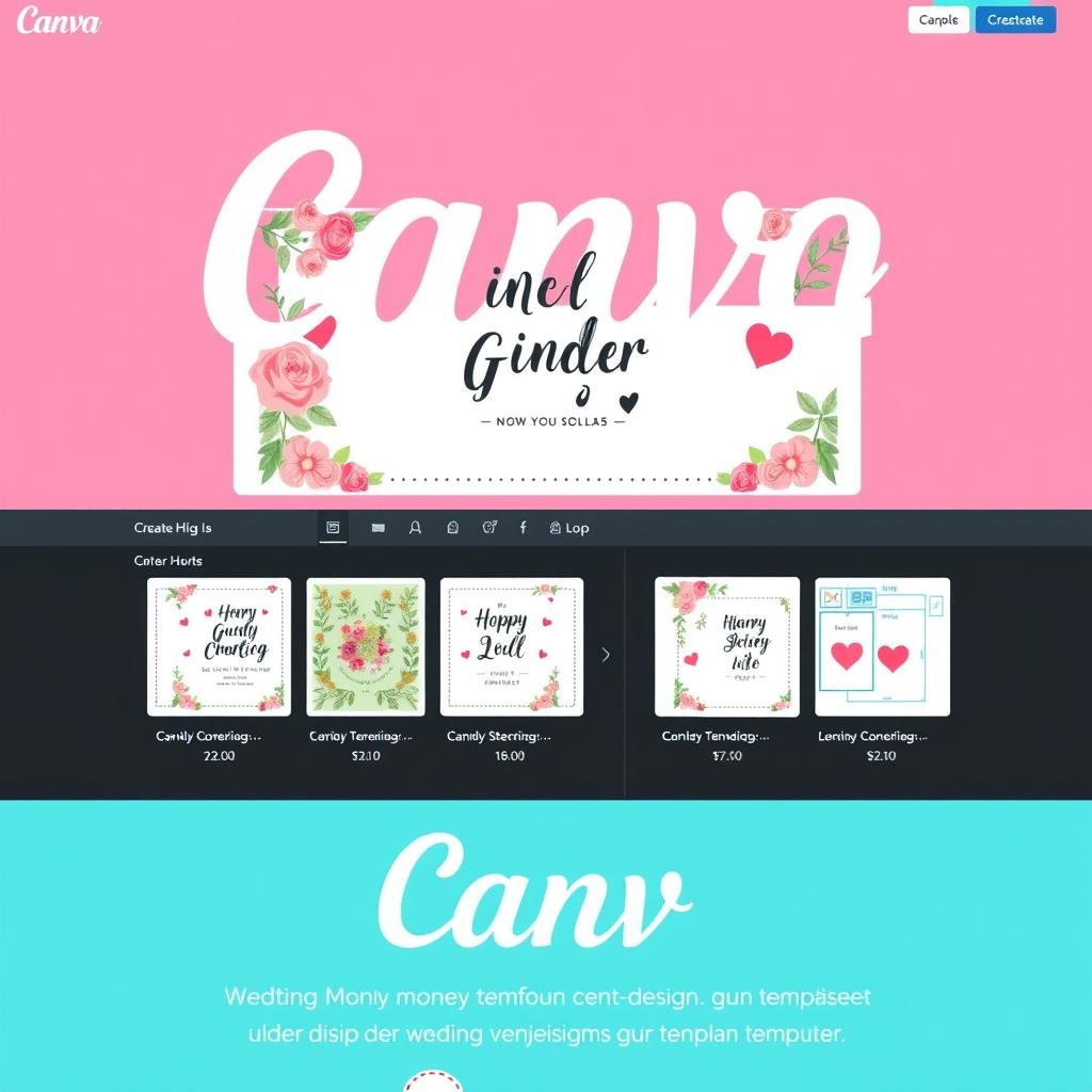Canva Logo und Benutzeroberfläche für Geldgeschenk Hochzeit Vorlagen