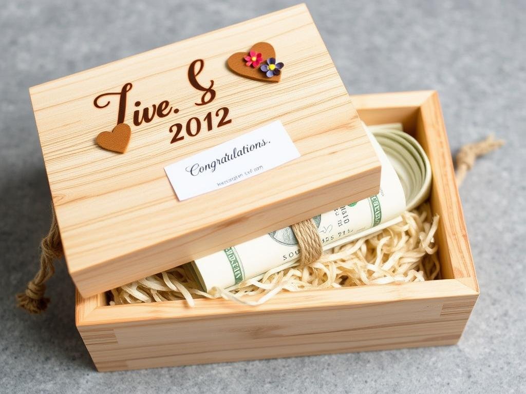 Dekorativ gestaltete Holzkiste für Geldgeschenk Hochzeit Holz Dekorativ gestaltete Holzkiste für Geldgeschenk Hochzeit Holz