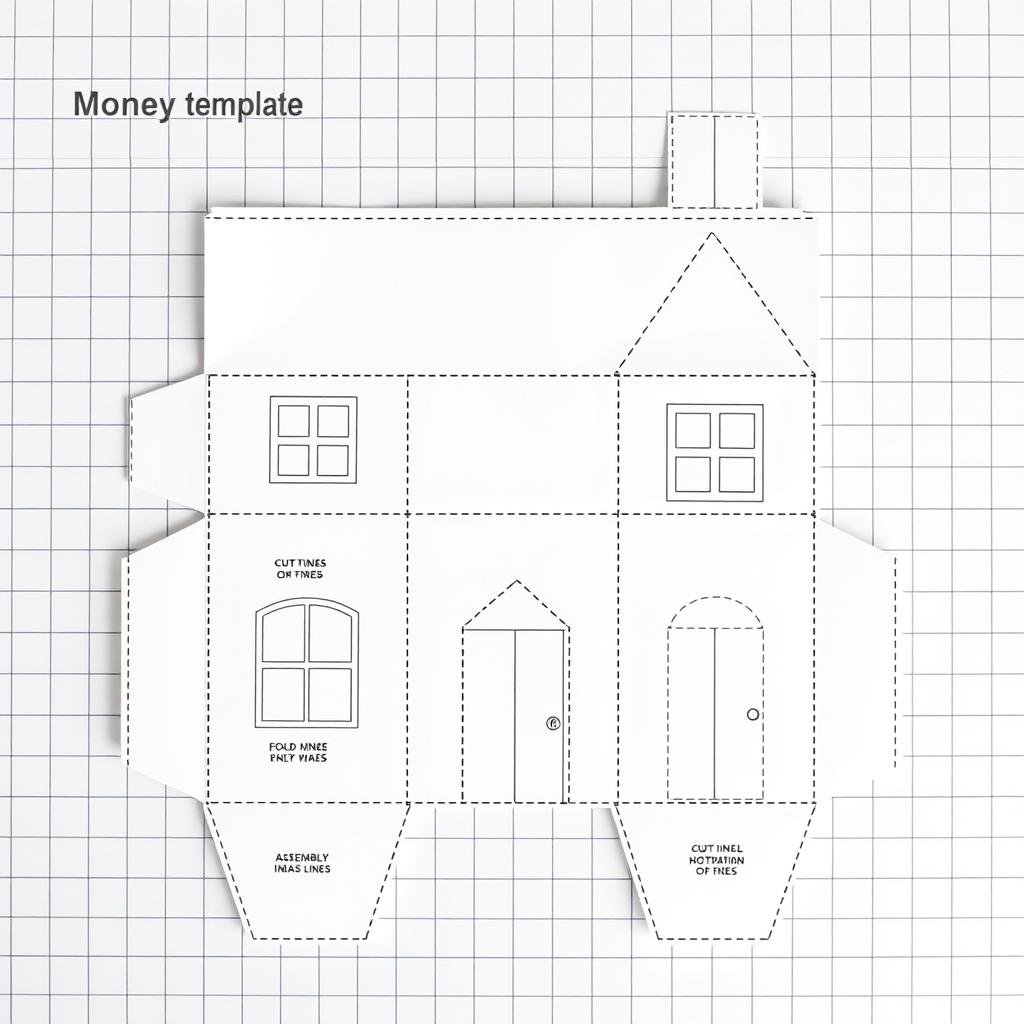 Druckvorlage für ein Papier-Haus Geldgeschenk Hochzeit Hausbau
