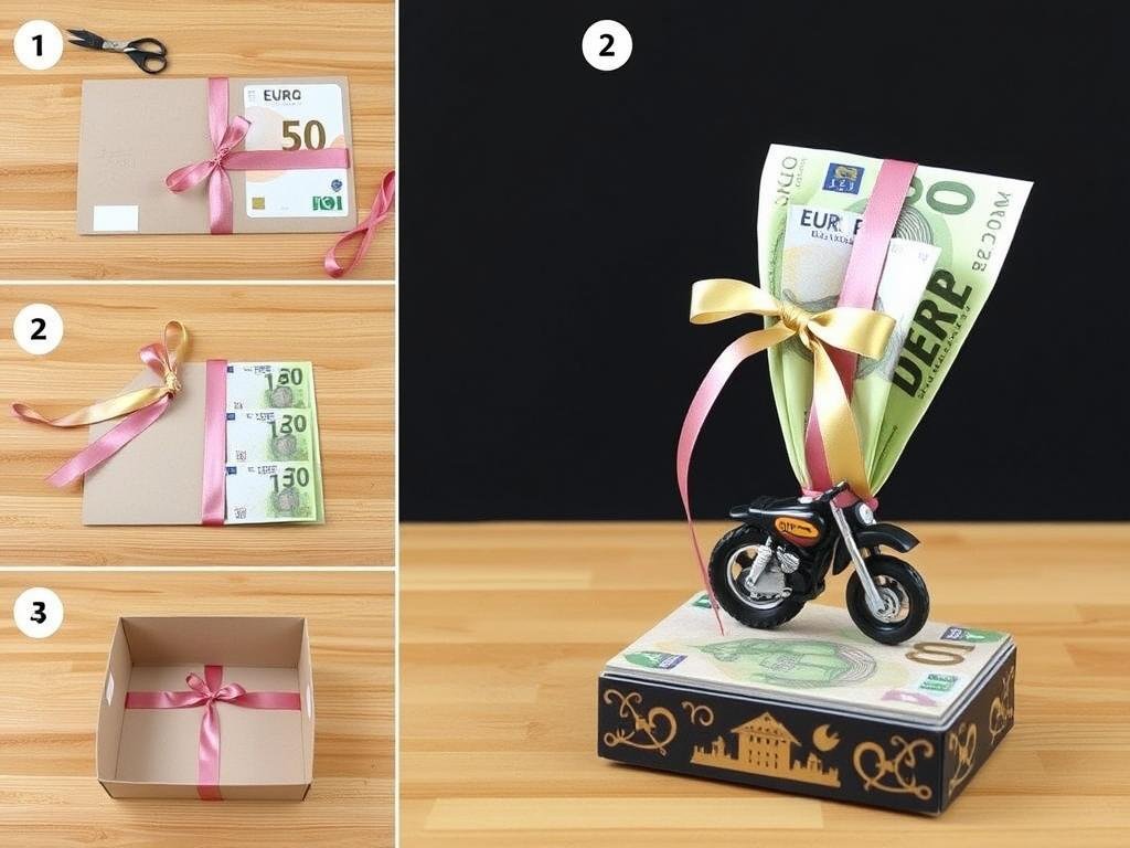 Einfache Motorrad-Geldbox mit Geldscheinen