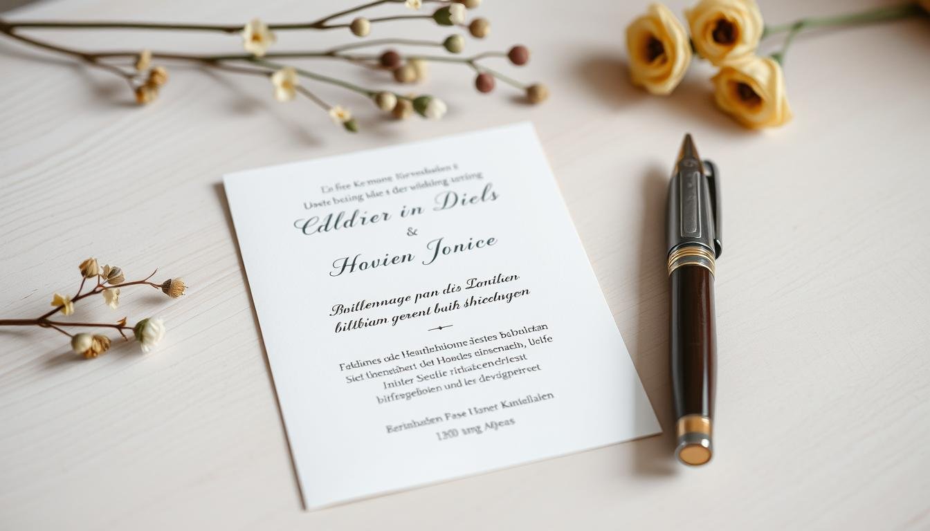 Elegante Hochzeitseinladung mit Formulierung für Geldgeschenk zur Hochzeit