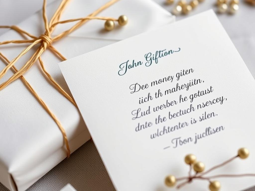Elegante Karte mit Geldgeschenk Hochzeit Spruch für Gäste