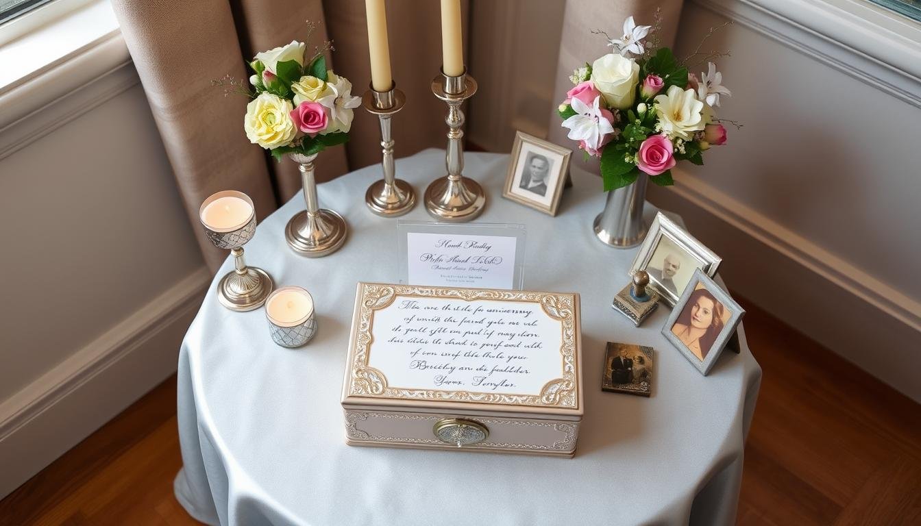 Elegante Präsentation eines Geldgeschenks zur Diamantenen Hochzeit mit festlicher Dekoration
