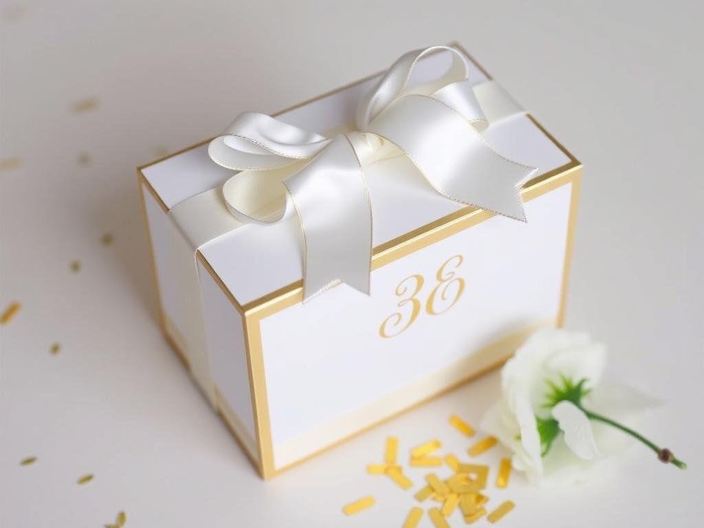 Elegante weiß-goldene Geldgeschenk Hochzeit Box mit Satinband und goldenen Akzenten Elegante weiß-goldene Geldgeschenk Hochzeit Box mit Satinband und goldenen Akzenten