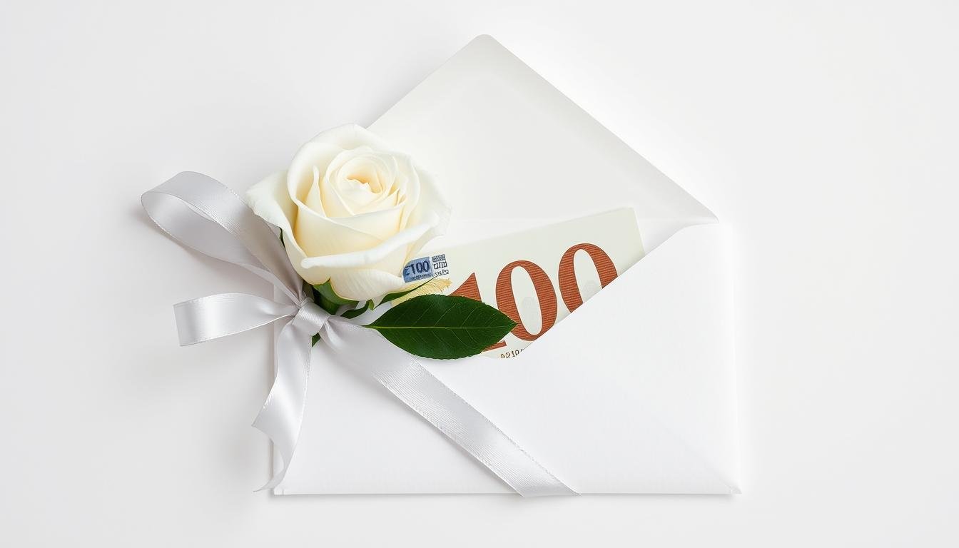 Elegantes Geldgeschenk mit 100 Euro Schein für eine Hochzeit