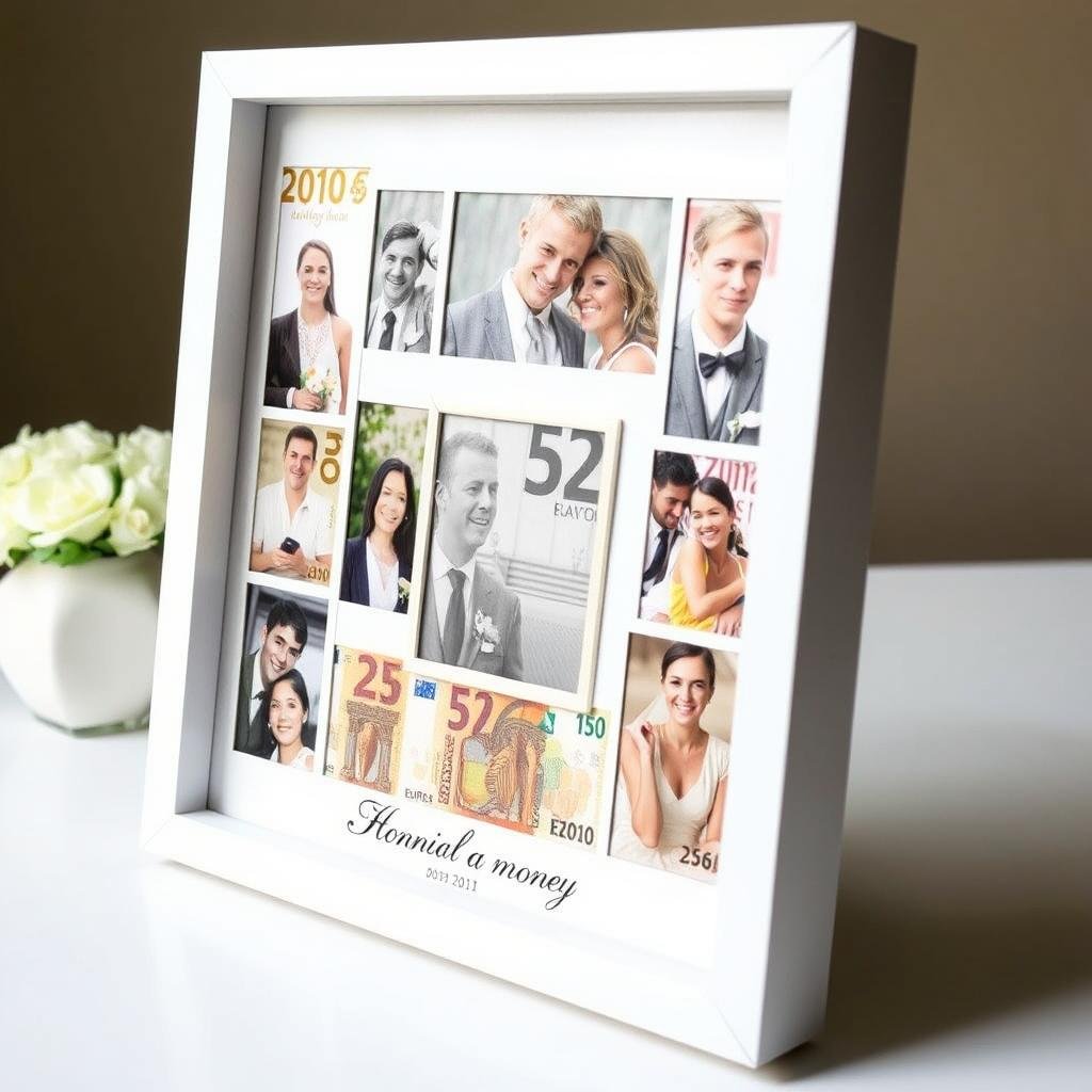 Foto-Collage mit integriertem Geldgeschenk zur Hochzeit
