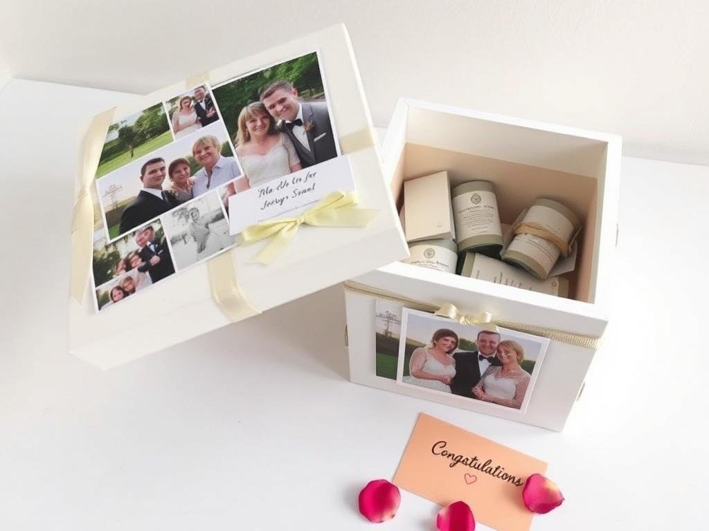 Foto-Memory-Box als Geldgeschenk Hochzeit Box mit persönlichen Bildern des Brautpaars Foto-Memory-Box als Geldgeschenk Hochzeit Box mit persönlichen Bildern des Brautpaars