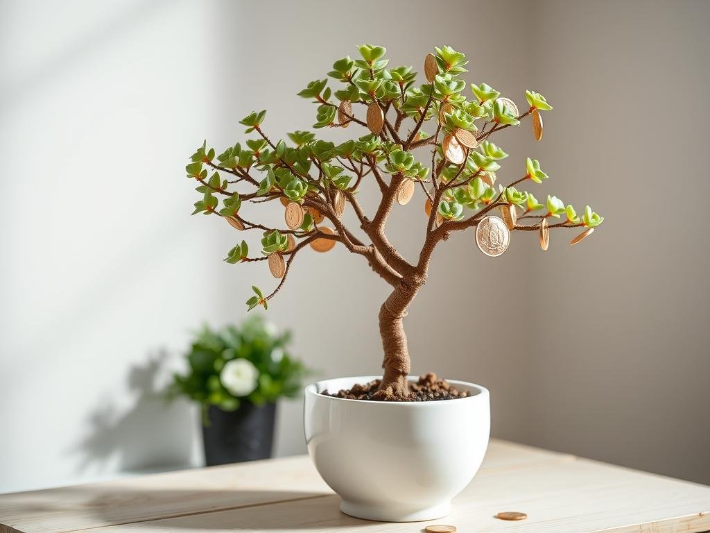 Geldbaum mit Münzen für ein Hochzeitsgeschenk Geldbaum mit Münzen für ein Hochzeitsgeschenk