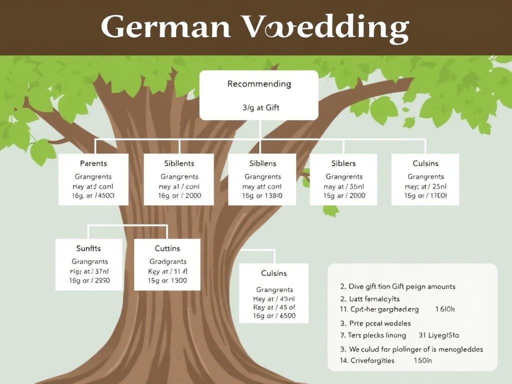 Geldgeschenk Hochzeit Familie Hierarchie-Diagramm mit verschiedenen Verwandtschaftsgraden