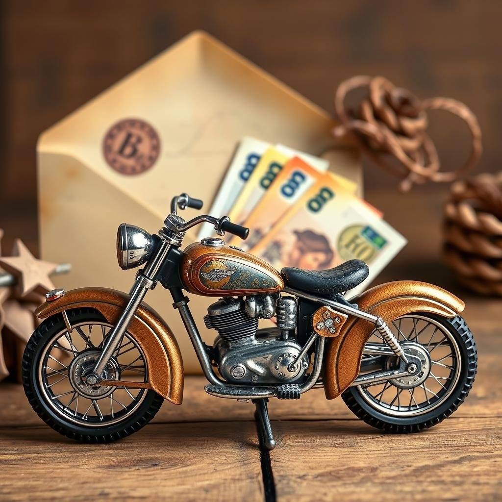 Geldgeschenk Hochzeit Motorrad im Vintage-Stil