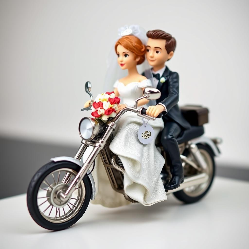Geldgeschenk Hochzeit Motorrad mit Brautpaar-Figuren