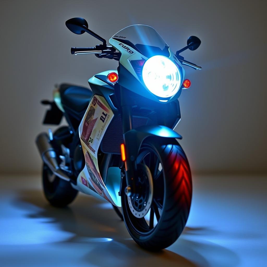 Geldgeschenk Hochzeit Motorrad mit LED-Beleuchtung