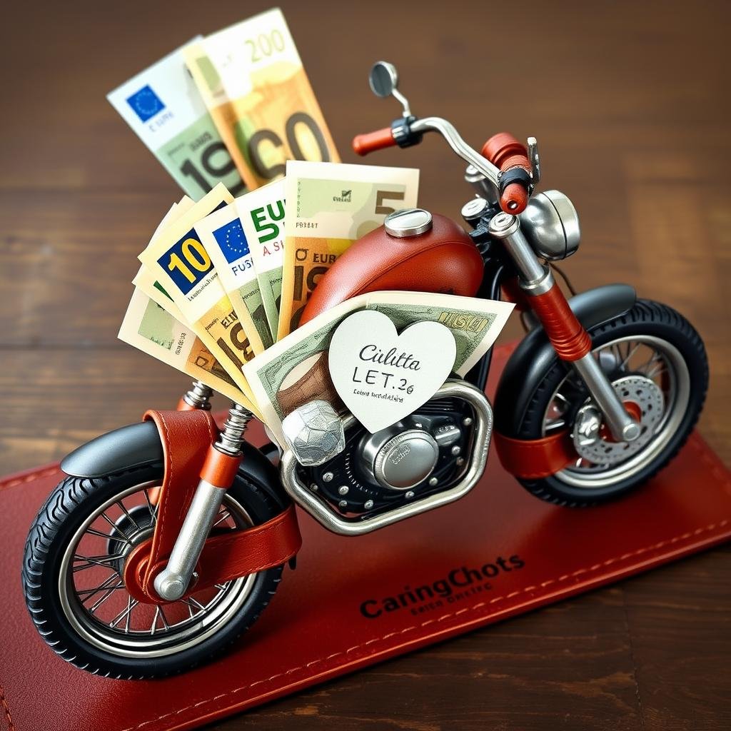 Geldgeschenk Hochzeit Motorrad mit Lederakzenten