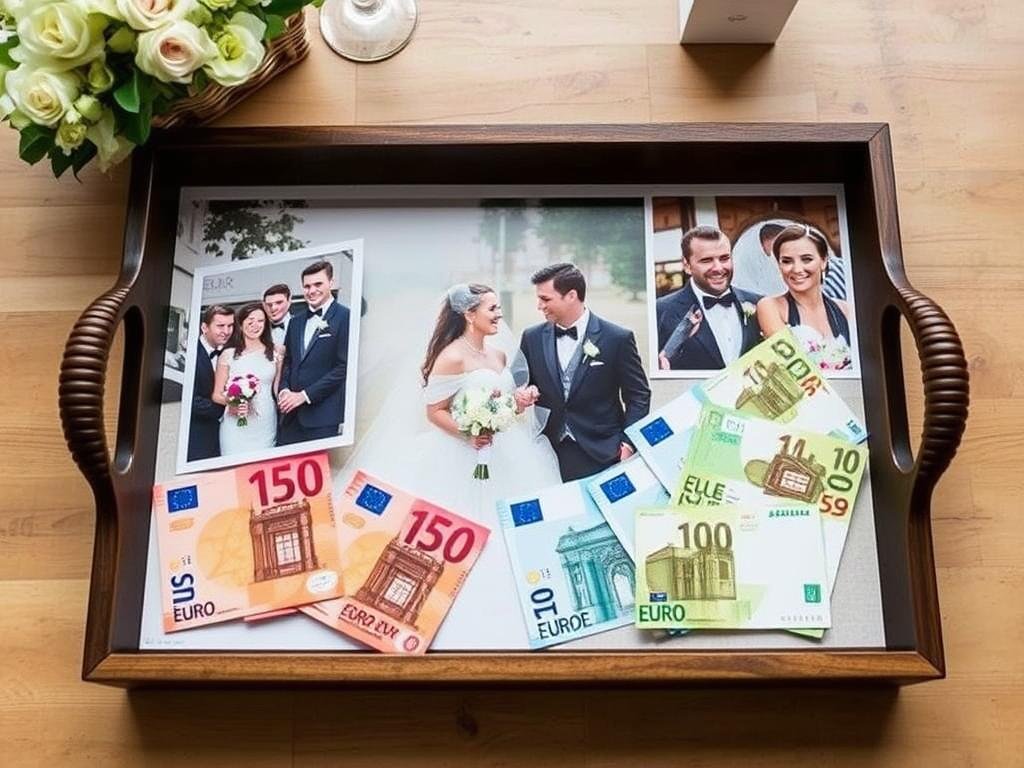 Geldgeschenk als Fototablett mit Geldscheinen