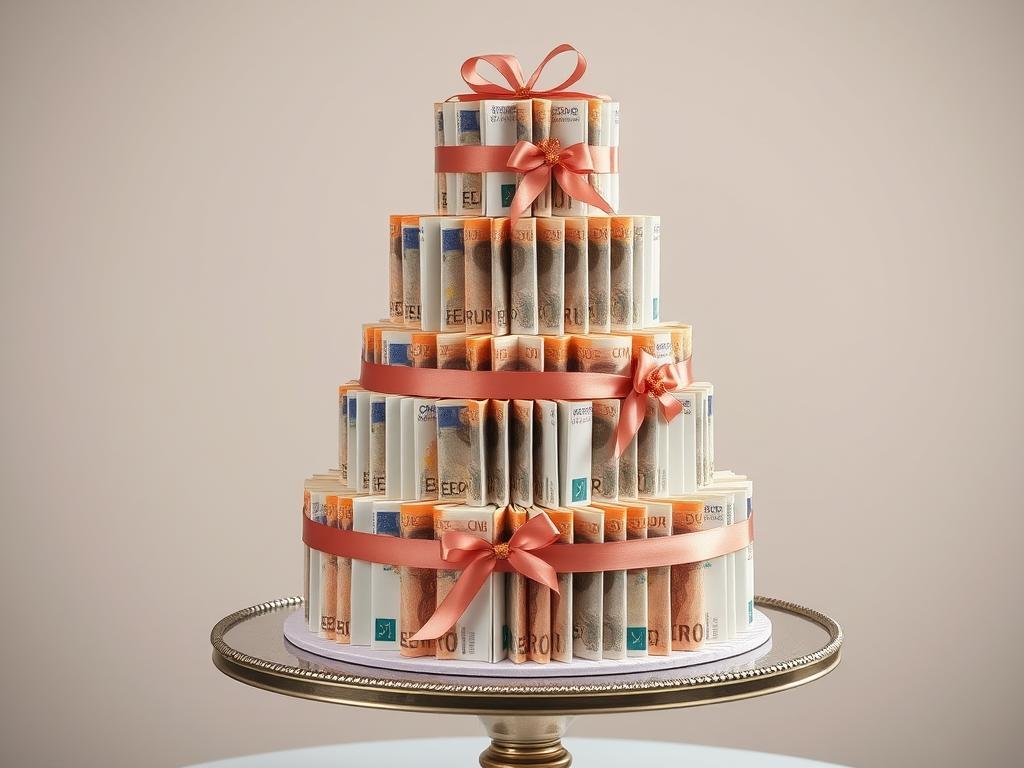 Geldgeschenk als Hochzeitstorte aus Geldscheinen