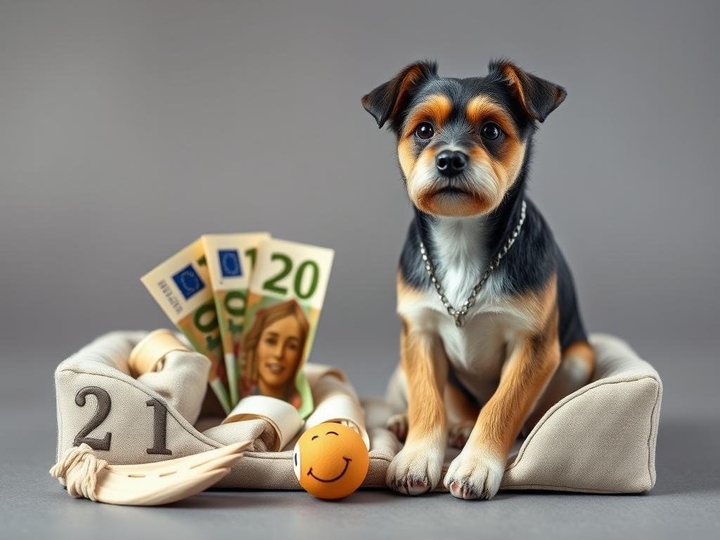 Geldgeschenk mit nachgeahmten charakteristischen Eigenschaften des Hundes des Paares