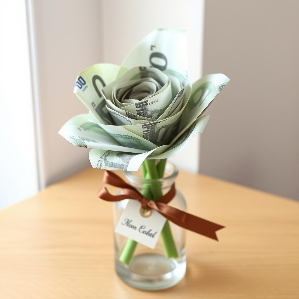 Geldschein-Blume im Glas als originell geldgeschenk hochzeit Geldschein-Blume im Glas als originell geldgeschenk hochzeit