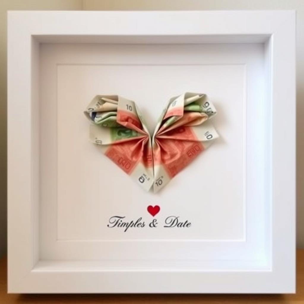 Geldschein-Herz im Passepartout als originell geldgeschenk hochzeit Geldschein-Herz im Passepartout als originell geldgeschenk hochzeit