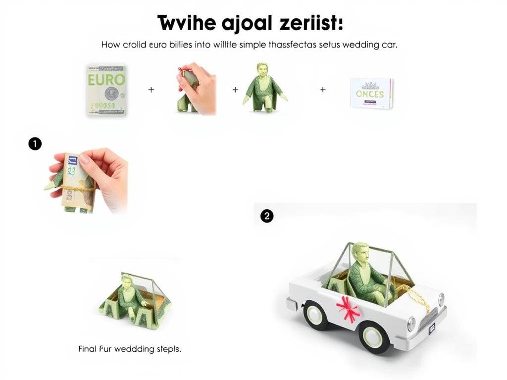 Geldscheine als Passagiere gefaltet für Geldgeschenk Bild Hochzeit mit Auto-Motiv