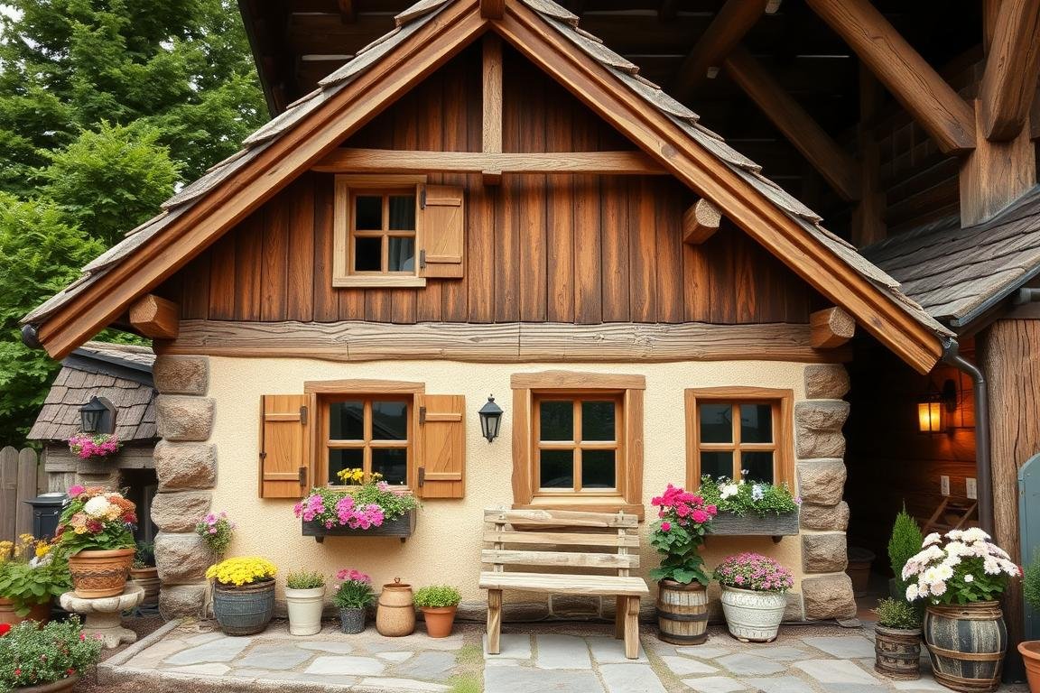 Gemütliches Landhaus als Geldgeschenk Hochzeit Hausbau mit rustikalen Elementen