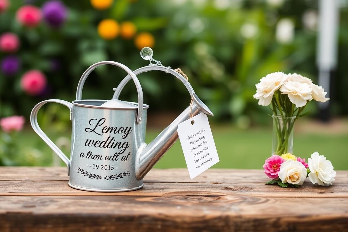 Gießkanne Geldgeschenk speziell gestaltet für eine Gartenhochzeit