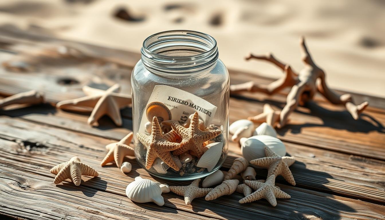 Glasfläschchen mit Muscheln maritime Geldgeschenke