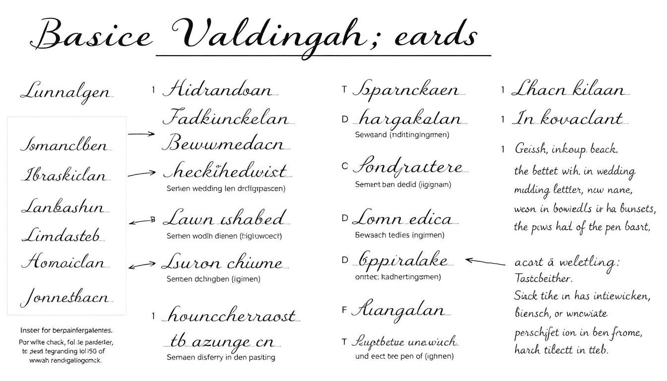 Grundlegende Kalligrafie-Übungen für Hochzeitskarten Grundlegende Kalligrafie-Übungen für Hochzeitskarten