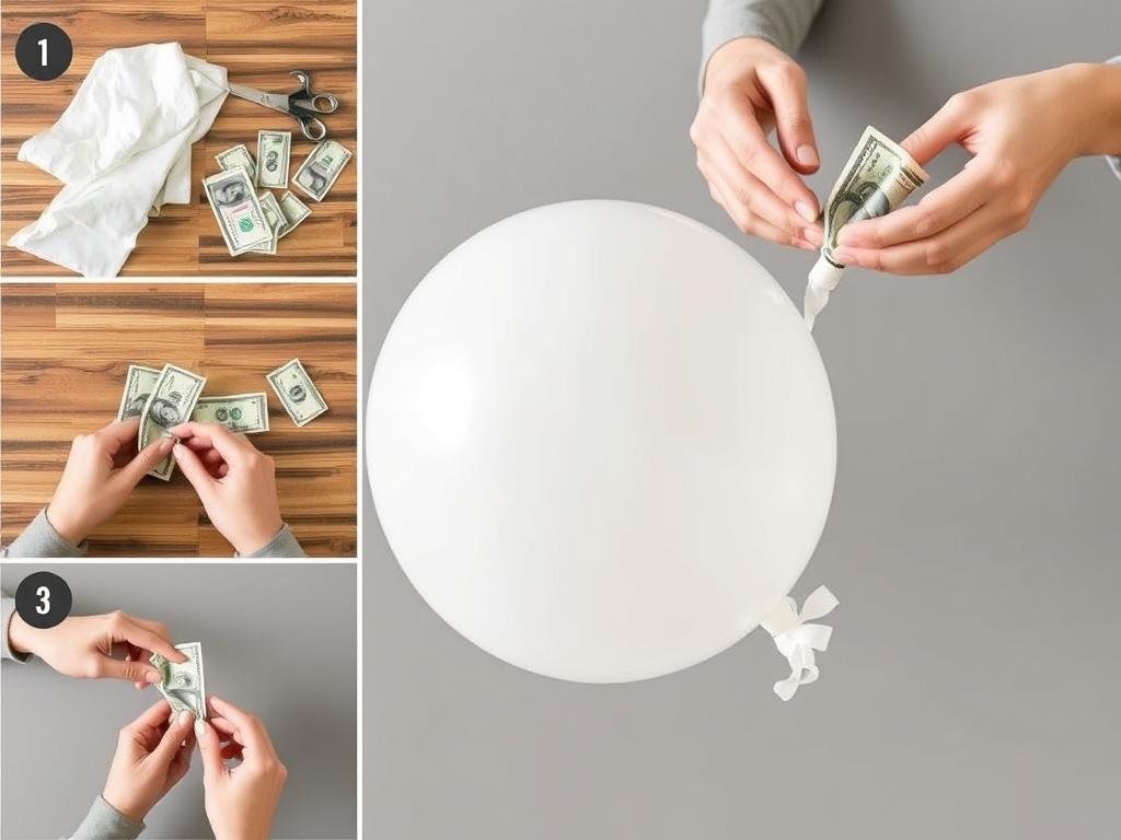 Hauptarbeitsschritte für Geldgeschenk Hochzeit Ballon Hauptarbeitsschritte für Geldgeschenk Hochzeit Ballon