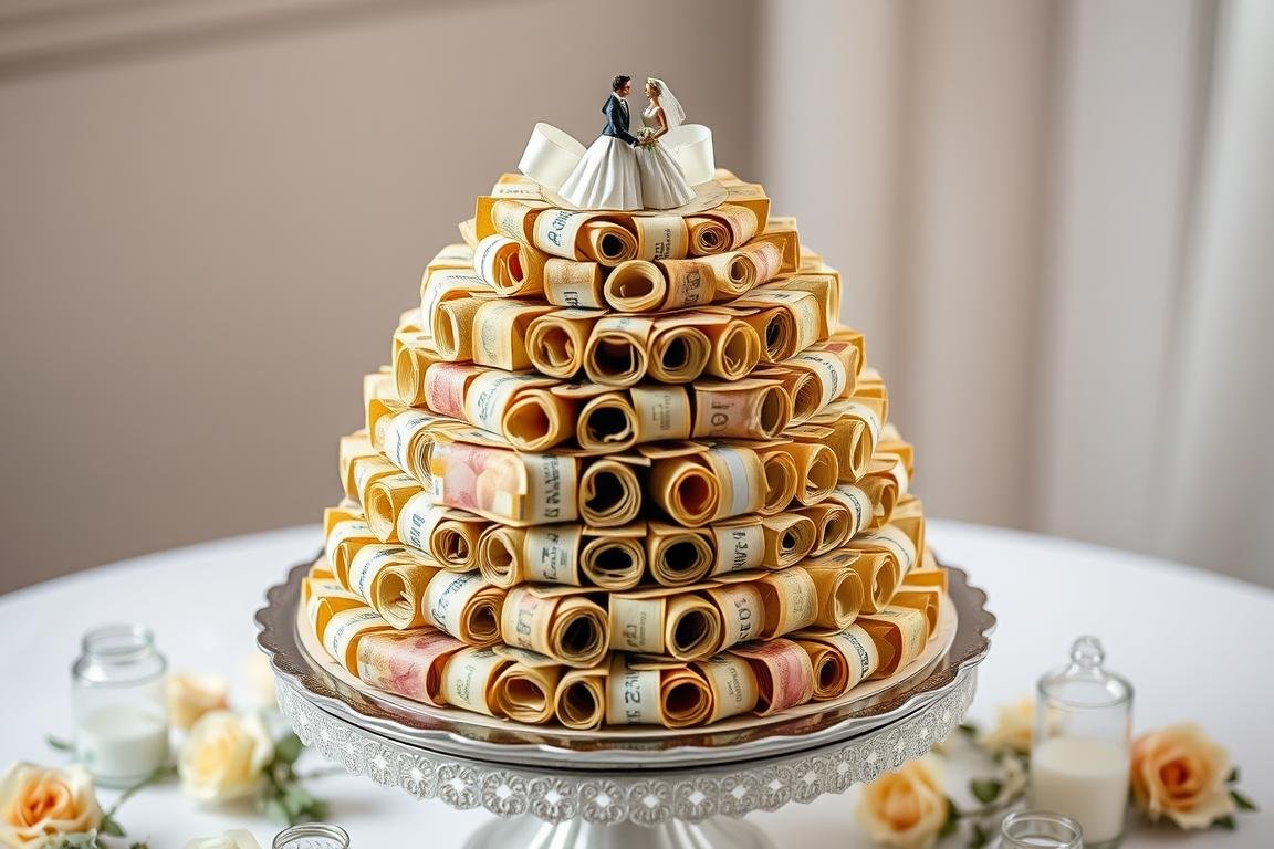 Hochzeitstorte aus Geldscheinen als Verpackung Geldgeschenk Hochzeit Hochzeitstorte aus Geldscheinen als Verpackung Geldgeschenk Hochzeit