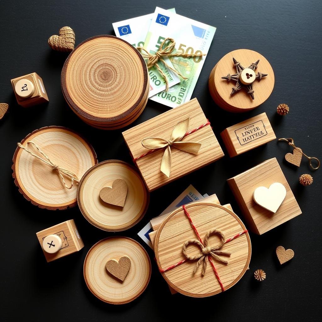 Holzmaterialien für ausgefallene Geldgeschenke zur Hochzeit