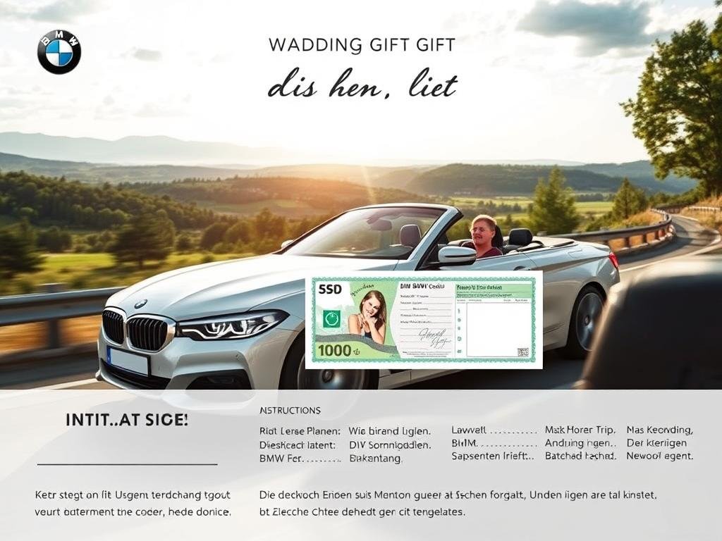Kostenlose Vorlage: BMW Roadtrip Geldgeschenk Bild Hochzeit