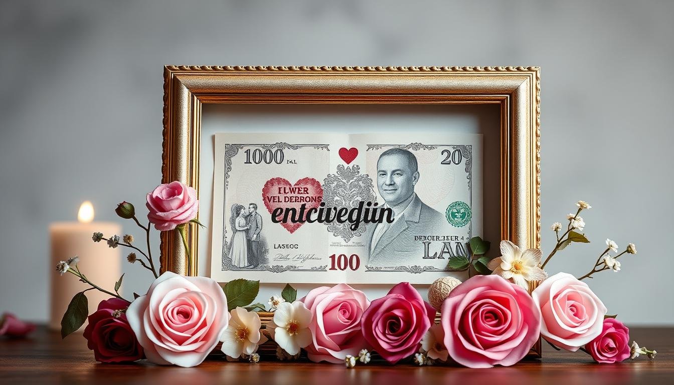 Kreative Geldgeschenk Hochzeit Vorlage mit Herzen und Blumen