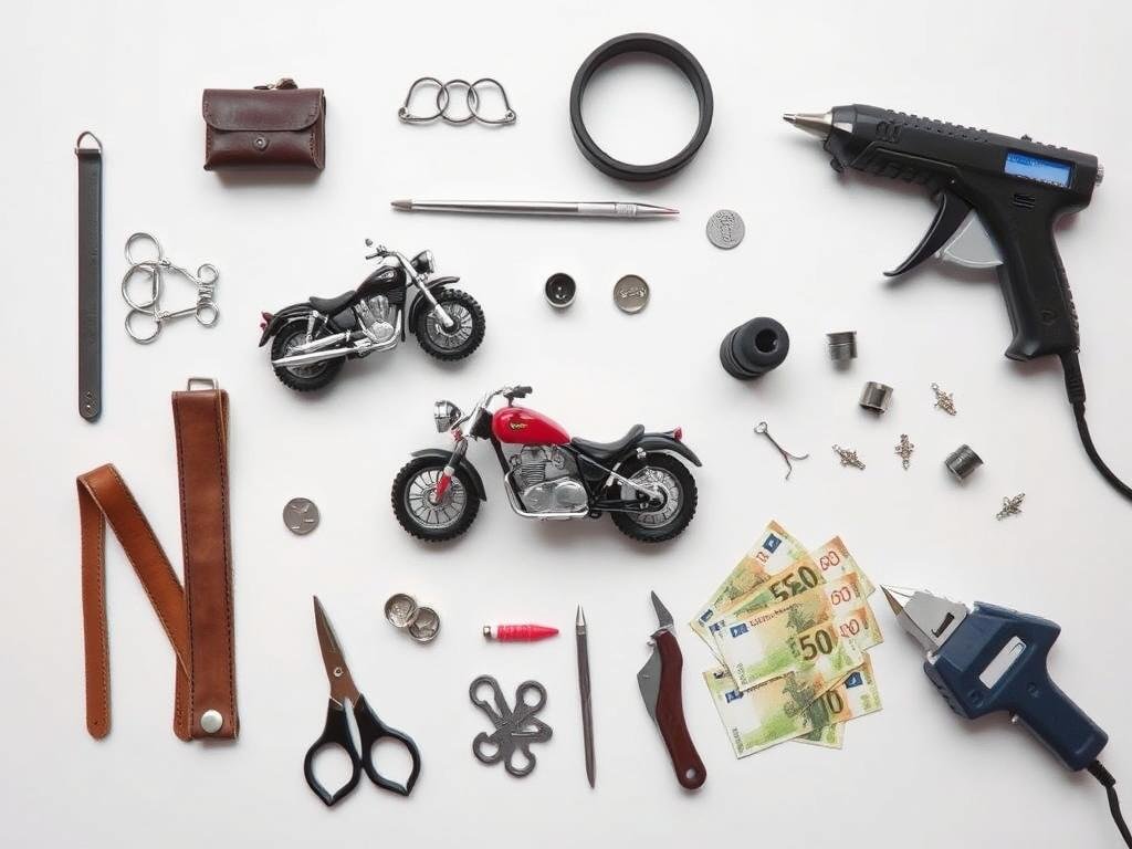 Materialien für Geldgeschenk Hochzeit Motorrad