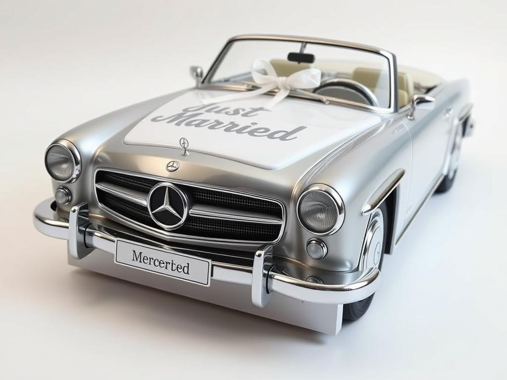 Mercedes-Klassiker Geldgeschenk-Box mit Just Married Dekoration