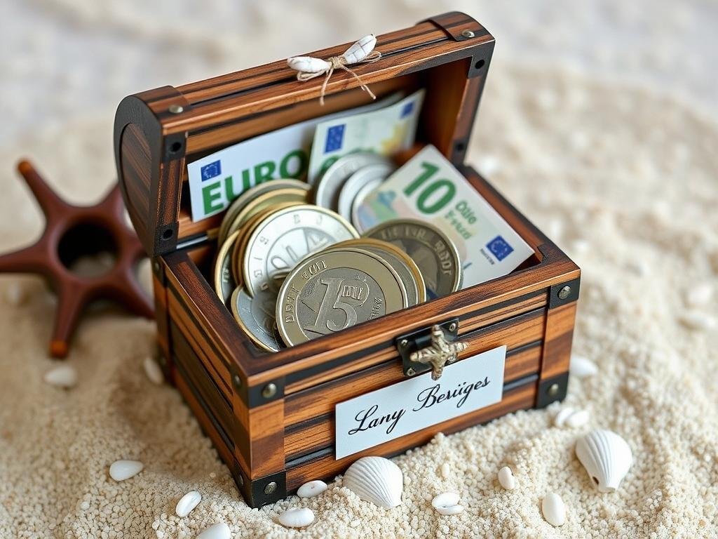 Mini-Schatzkiste gefüllt mit Münzen als originell geldgeschenk hochzeit Mini-Schatzkiste gefüllt mit Münzen als originell geldgeschenk hochzeit