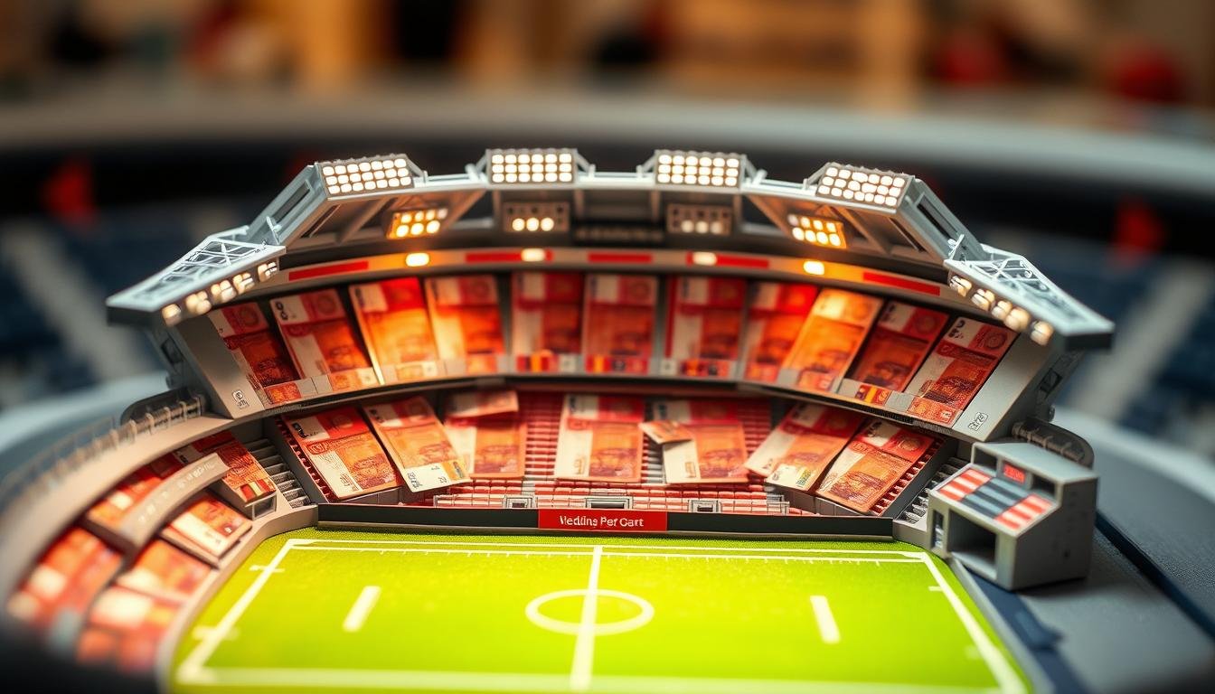 Miniatur-Fußballstadion als kreatives Geldgeschenk zur Hochzeit