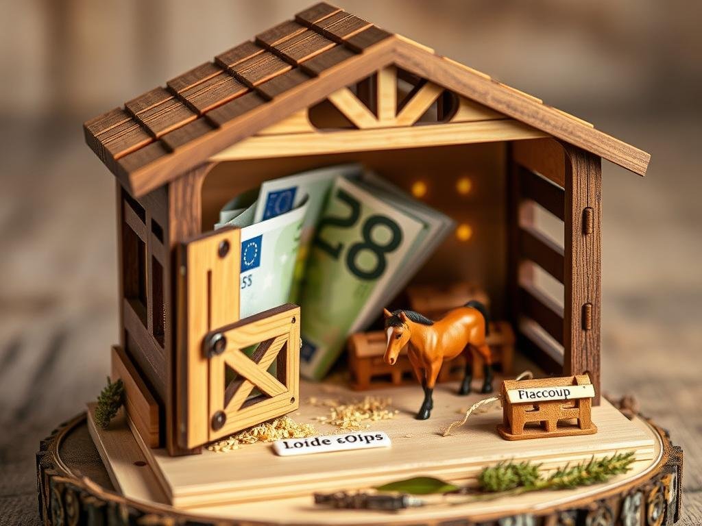 Miniatur-Pferdestall als Geldgeschenk Hochzeit Pferd mit versteckten Geldscheinen