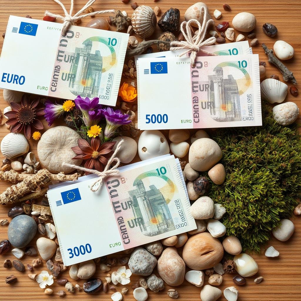 Naturmaterialien für ausgefallene Geldgeschenke zur Hochzeit