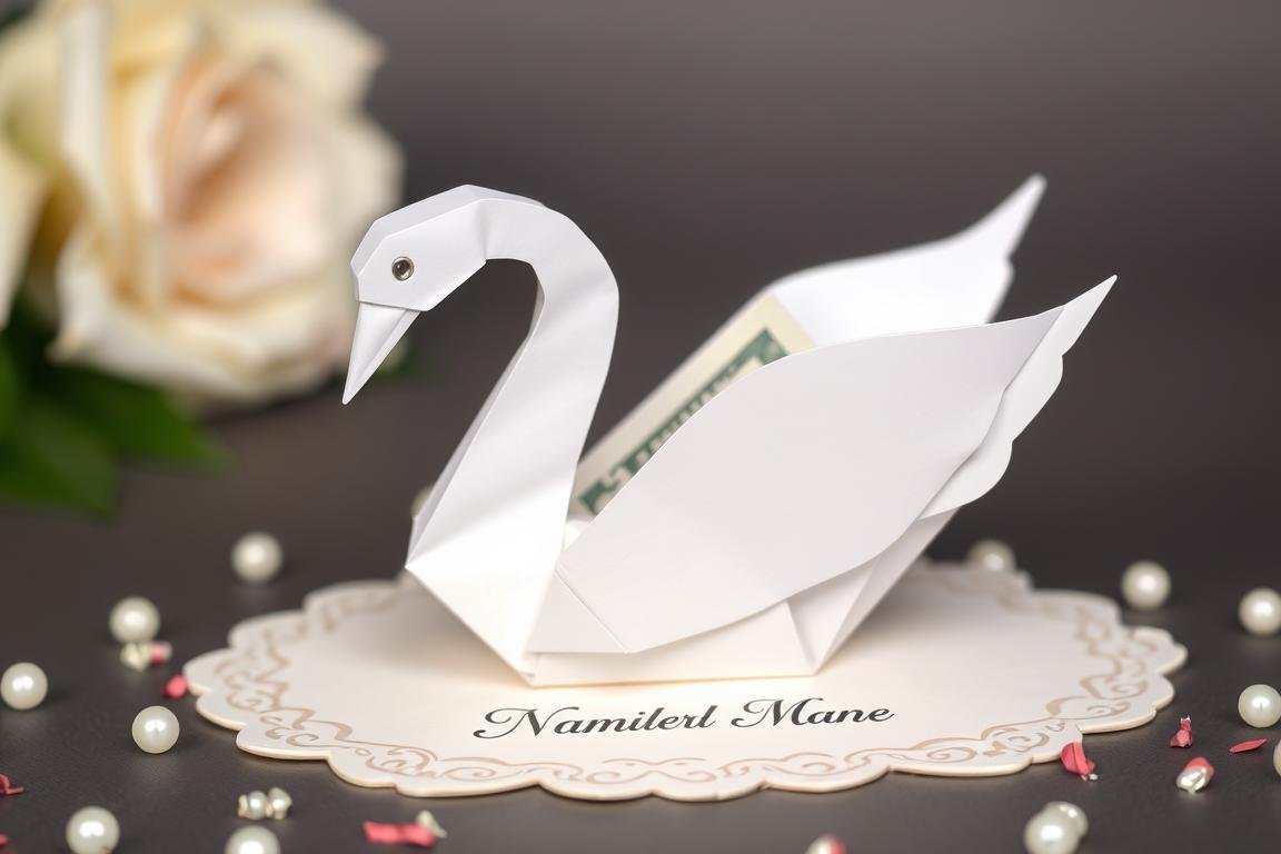 Origami-Schwan mit verstecktem Geldschlitz als originell geldgeschenk hochzeit Origami-Schwan mit verstecktem Geldschlitz als originell geldgeschenk hochzeit