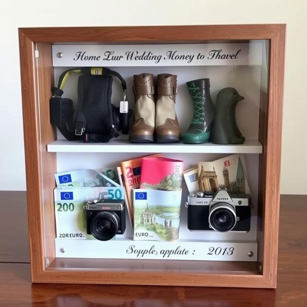 Personalisiertes Geldgeschenk mit Hobbys und Reisezielen des Paares Personalisiertes Geldgeschenk mit Hobbys und Reisezielen des Paares