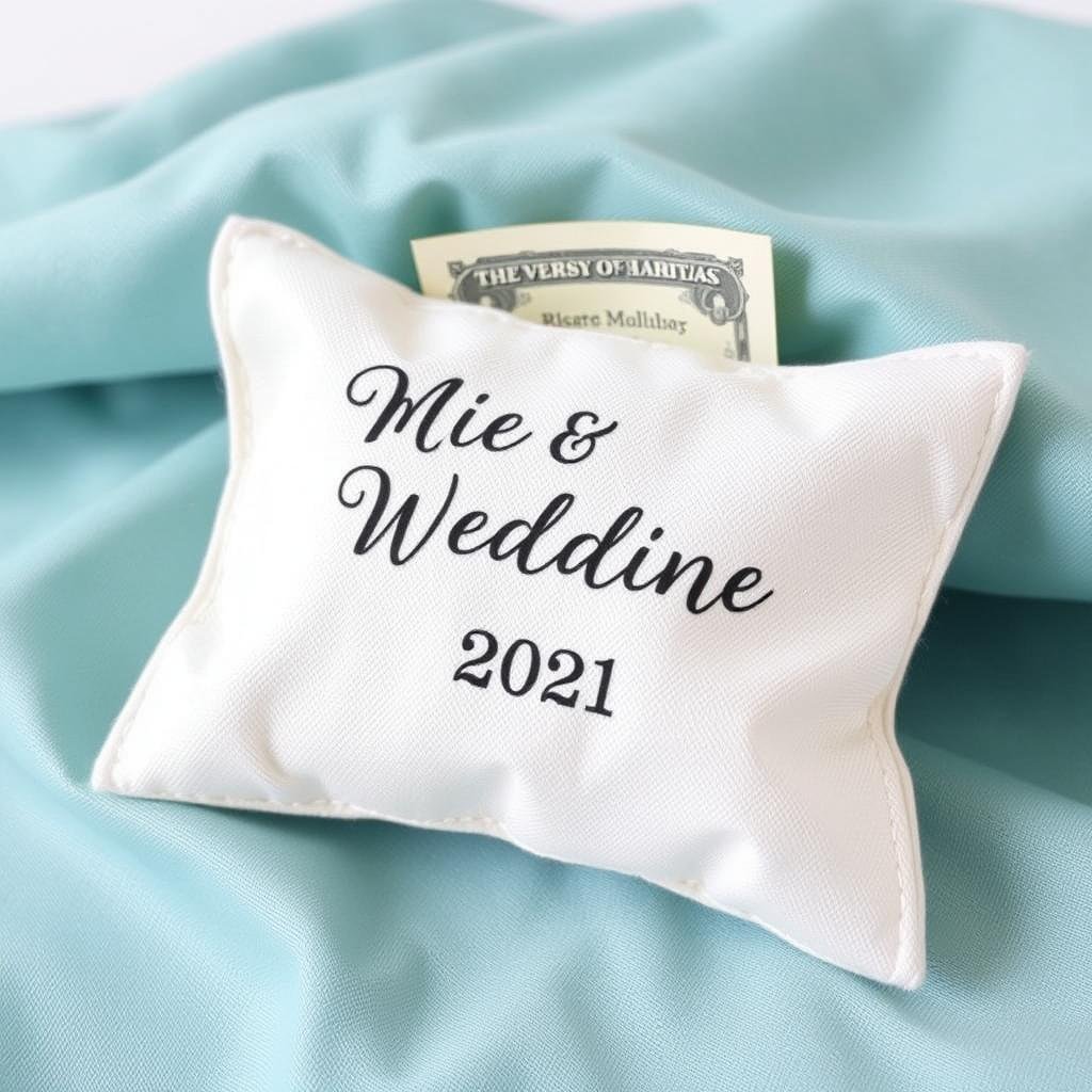 Personalisiertes Geldgeschenk mit Textildruck für eine Hochzeit