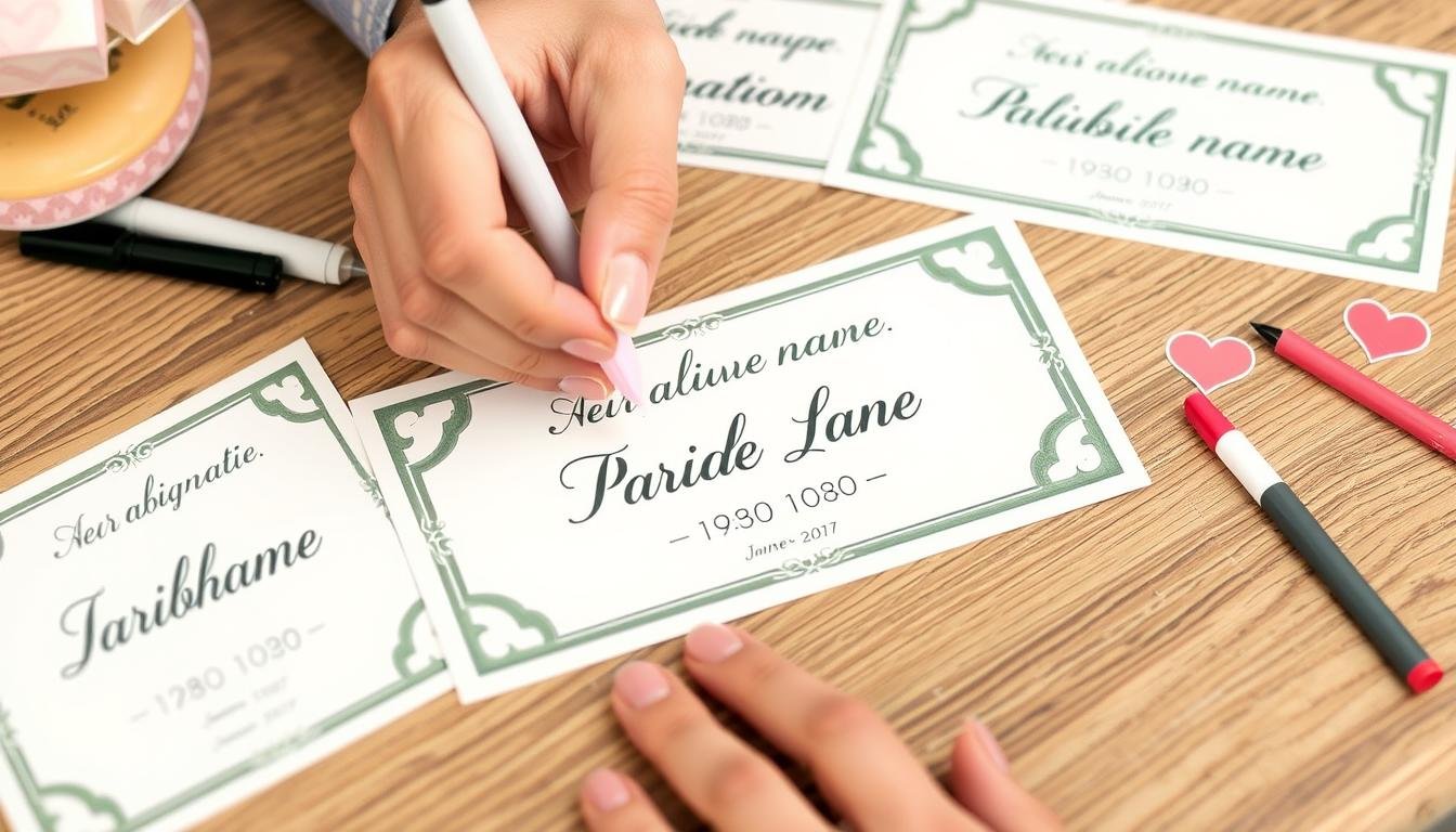 Personalisierung einer Geldgeschenk Hochzeit Druckvorlage mit Namen und Datum