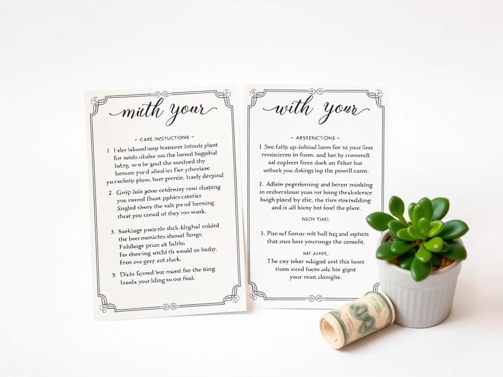 Pflegeanleitung für Hochzeitspflanzen mit Geldgeschenk Pflegeanleitung für Hochzeitspflanzen mit Geldgeschenk