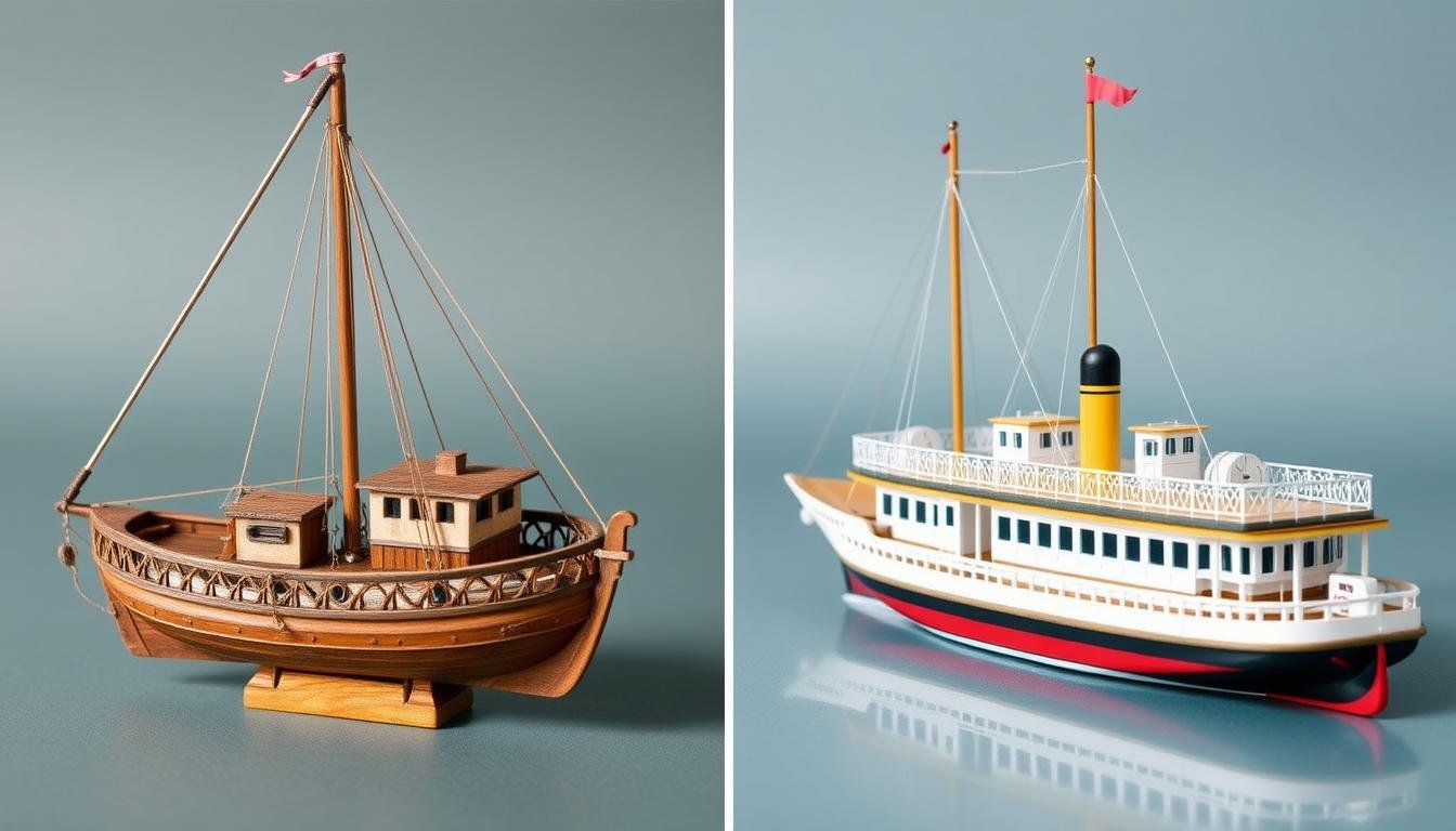 Regionale Schiffstypen für Geldgeschenk Hochzeit Schiff: Nordsee-Fischkutter und Bodensee-Dampfer