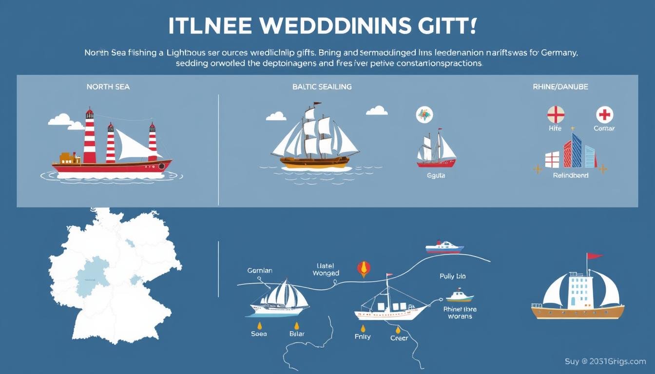 Regionale maritime Symbole für Geldgeschenk Hochzeit Schiff in Deutschland