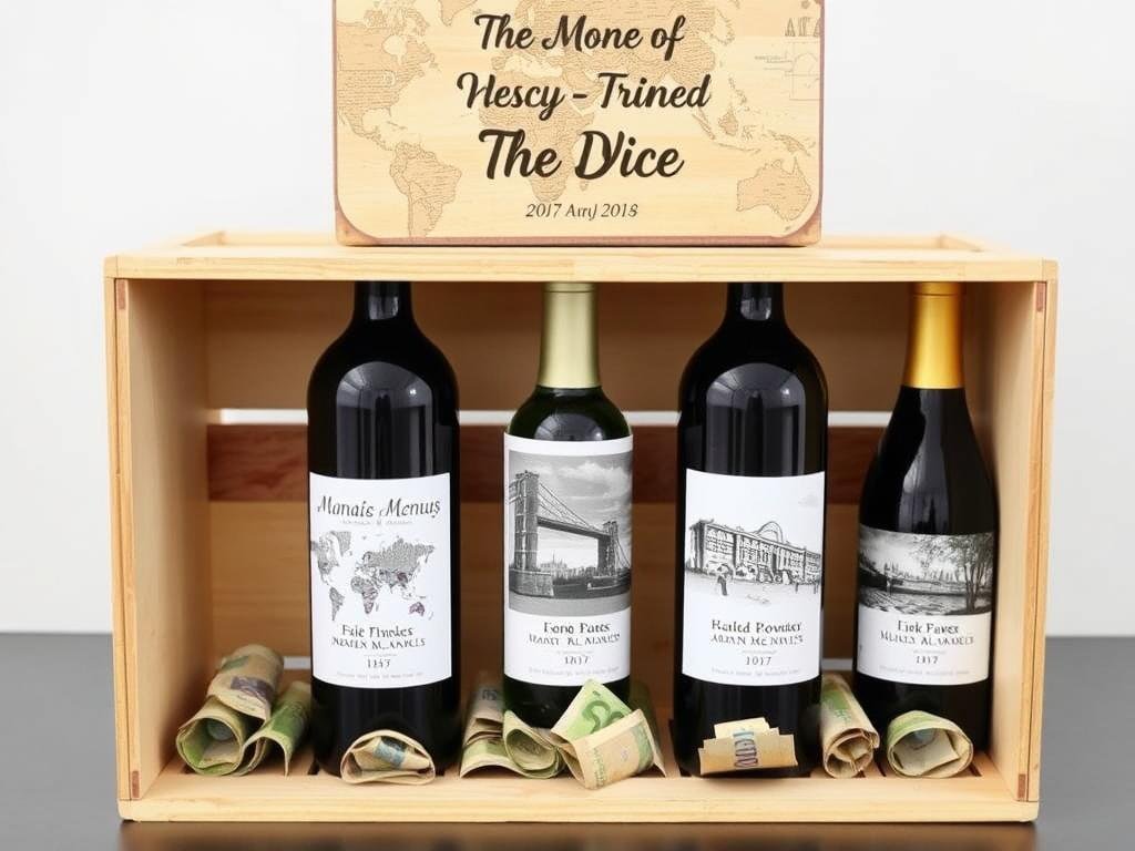 Reise-Weinkiste mit Geldflaschen Reise-Weinkiste mit Geldflaschen