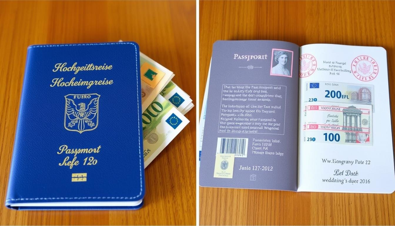 Reisepass-Design Geldgeschenk Hochzeit Reise